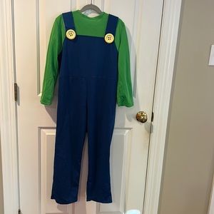Luigi Super Mario Bros Kids Halloween Costume Size Medium with accessories